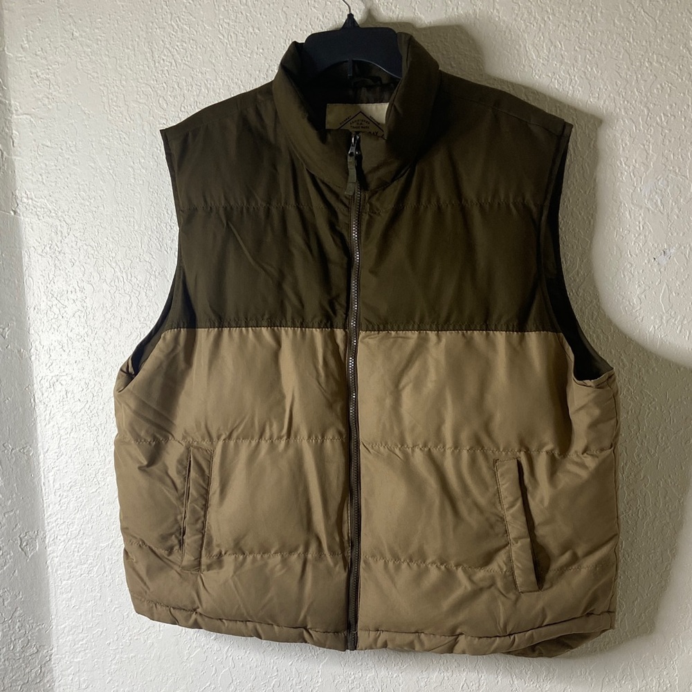 St. John's Bay Olive and Tan Puffer Vest